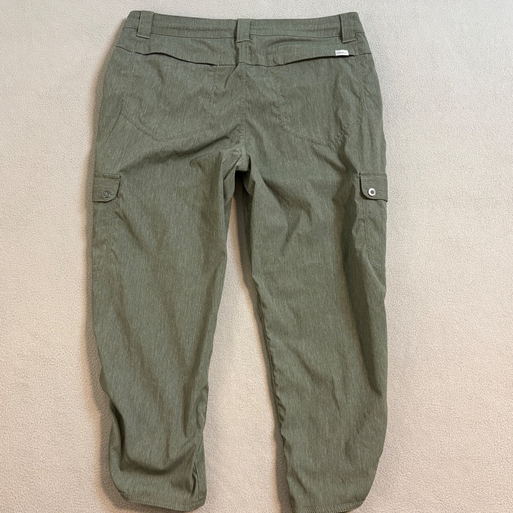 Eddie Bauer Travex Womens 6 Cargo Capri Pants Olive Green Ruched Hiking Outdoor - Picture 5 of 9